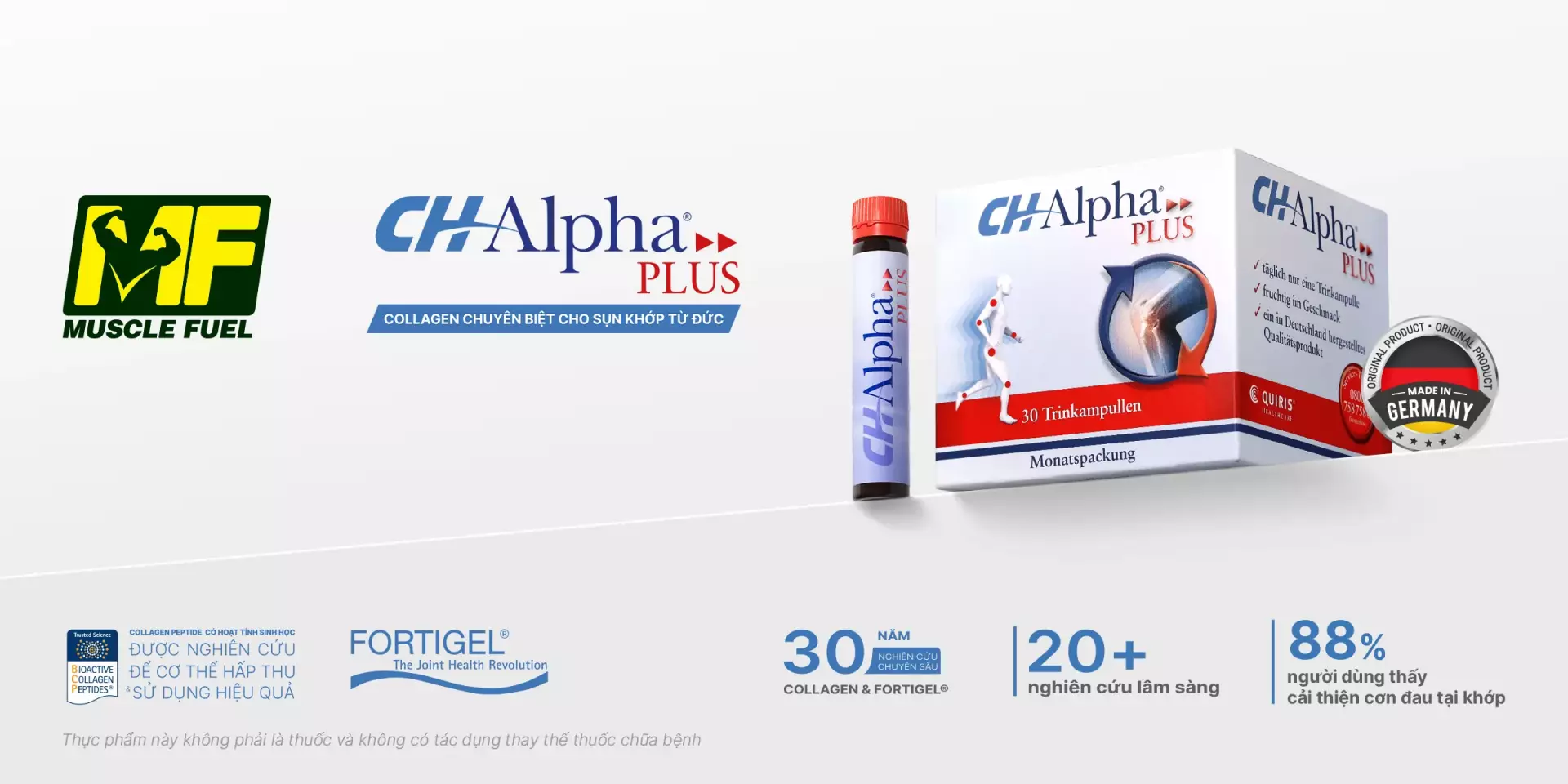 CH-Alpha Plus collagen sụn khớp từ Đức, hộp 30 ống uống, phân phối bởi Muscle Fuel