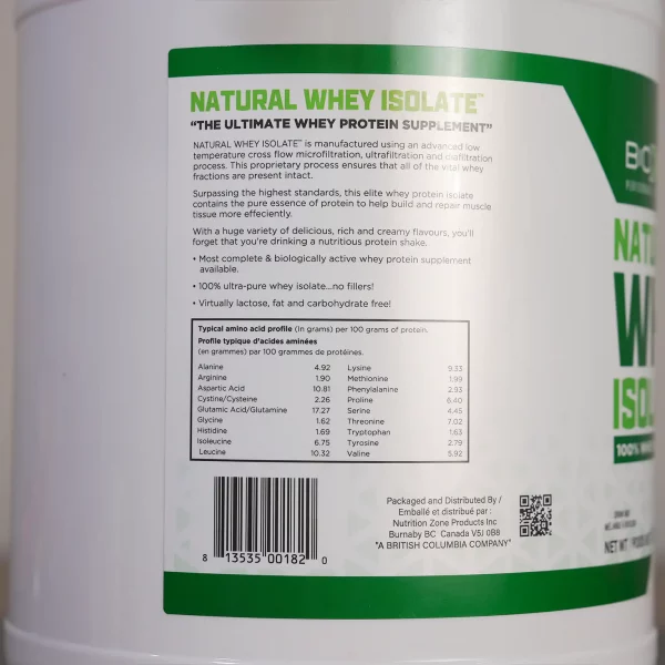 Bảng axit amin BioX Natural Whey Isolate tính trên 100 g đạm