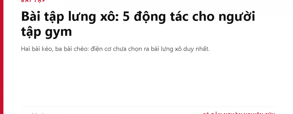 Bài tập lưng xô: 5 động tác cho người tập gym