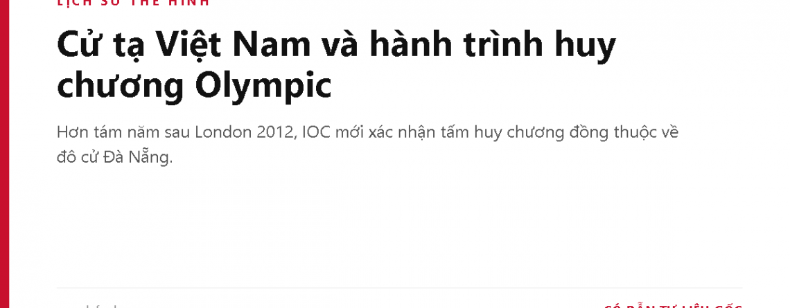 Cử tạ Việt Nam và hành trình huy chương Olympic