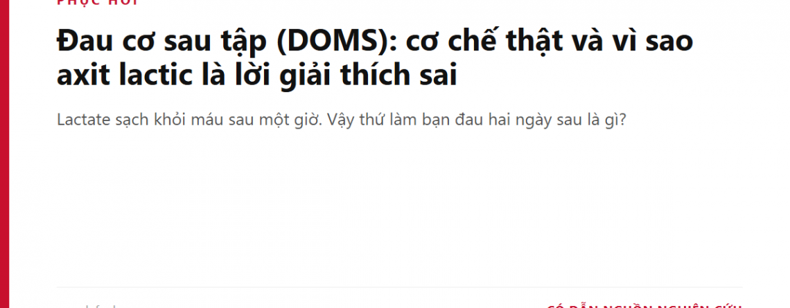 Đau cơ sau tập (DOMS): cơ chế thật và vì sao axit lactic là lời giải thích sai
