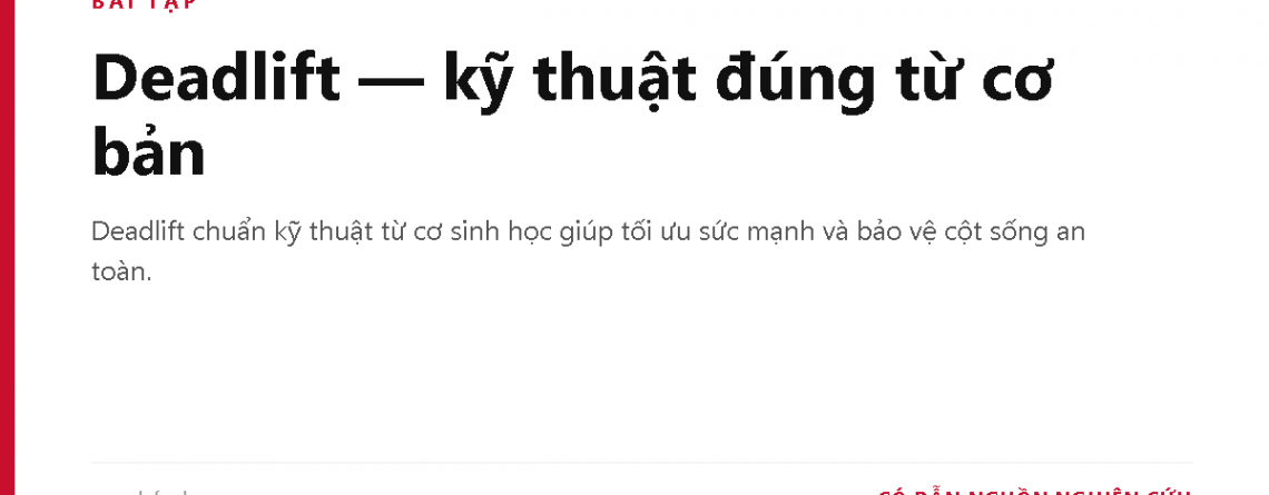Deadlift — kỹ thuật đúng từ cơ bản