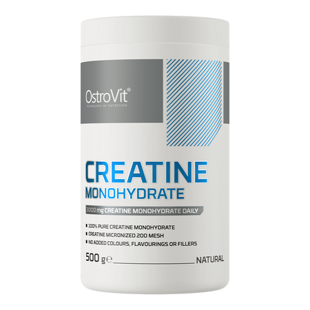Hũ nhựa OstroVit Creatine Monohydrate 500 g không vị (Natural), mặt trước