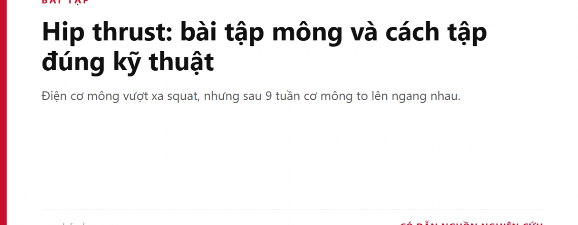 Hip thrust: bài tập mông và cách tập đúng kỹ thuật