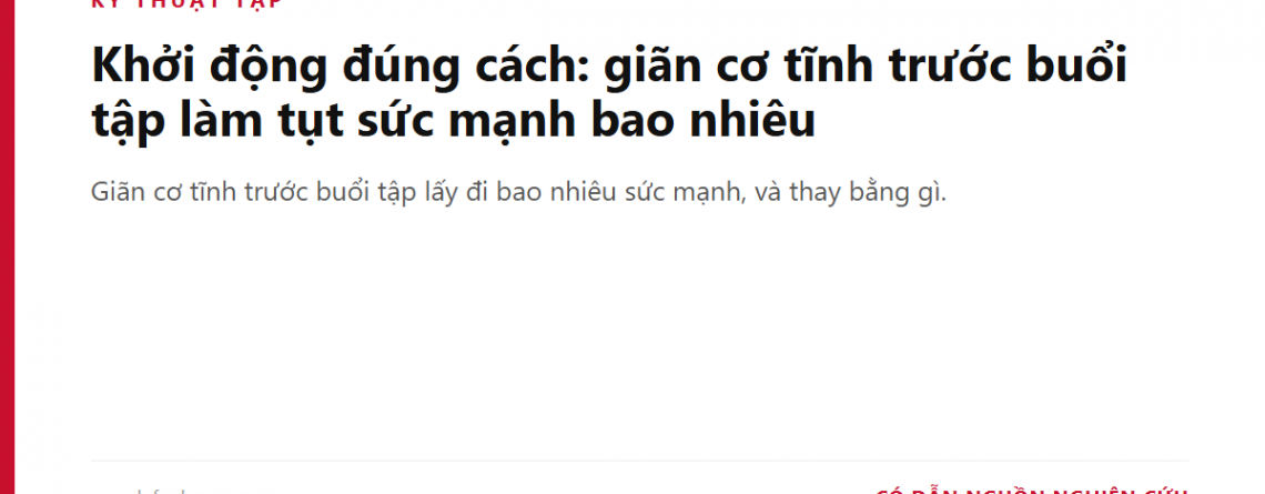 Khởi động đúng cách: giãn cơ tĩnh trước buổi tập làm tụt sức mạnh bao nhiêu