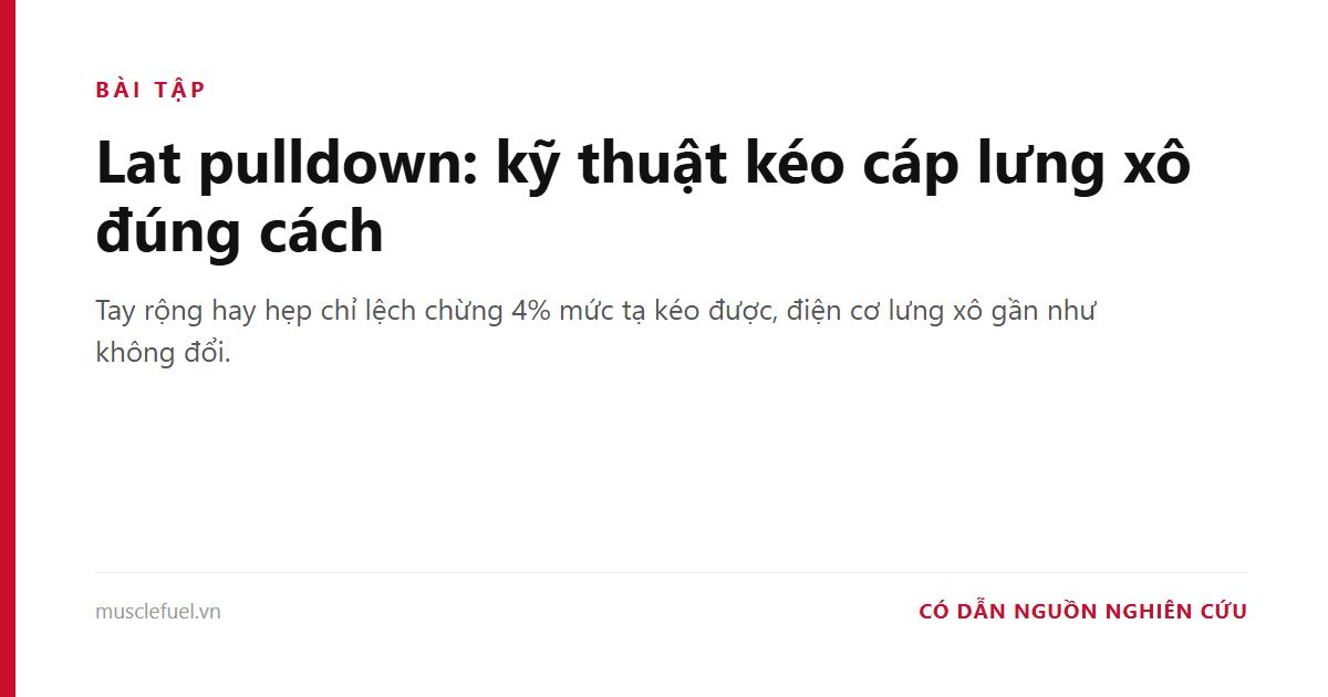 Lat pulldown: kỹ thuật kéo cáp lưng xô đúng cách