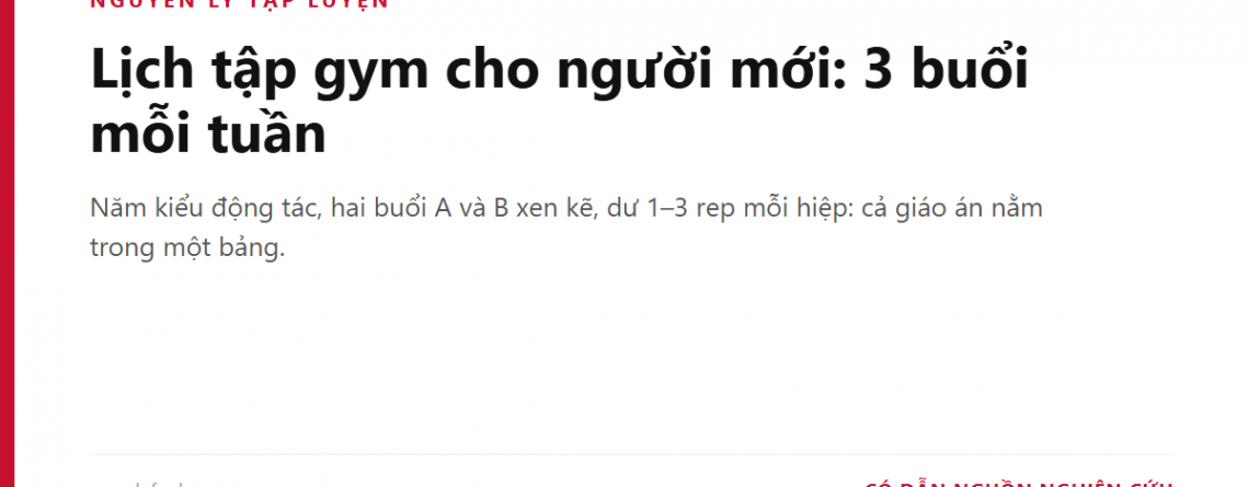 Lịch tập gym cho người mới: 3 buổi mỗi tuần