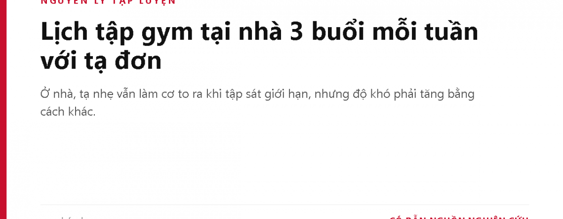 Lịch tập gym tại nhà 3 buổi mỗi tuần với tạ đơn