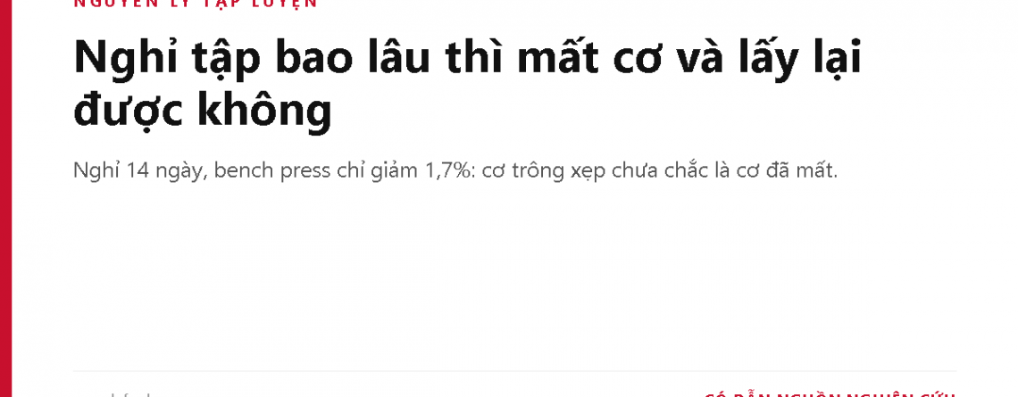 Nghỉ tập bao lâu thì mất cơ và lấy lại được không
