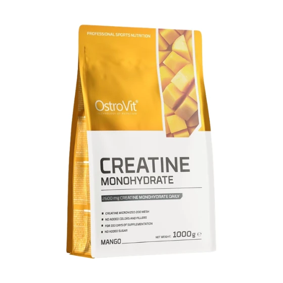 OstroVit Creatine Monohydrate 1kg vị xoài, dạng túi, mặt trước