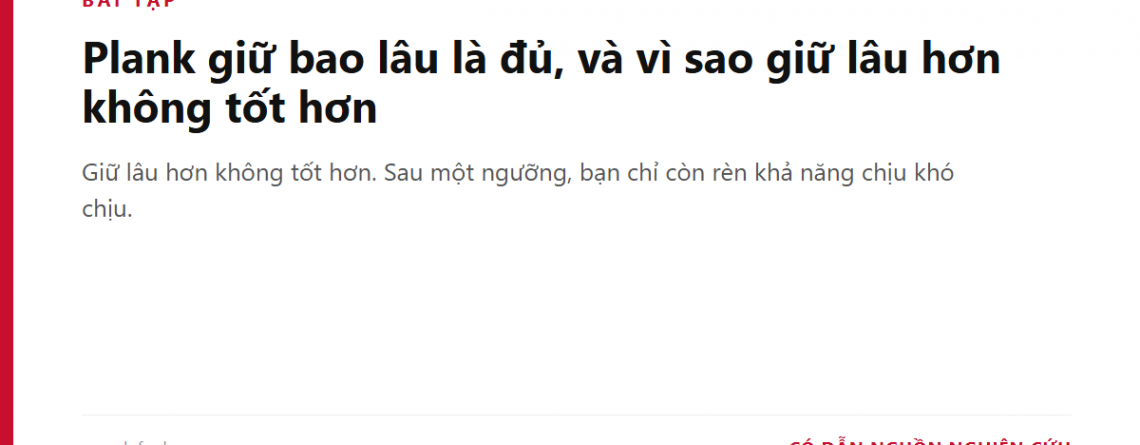 Plank giữ bao lâu là đủ, và vì sao giữ lâu hơn không tốt hơn