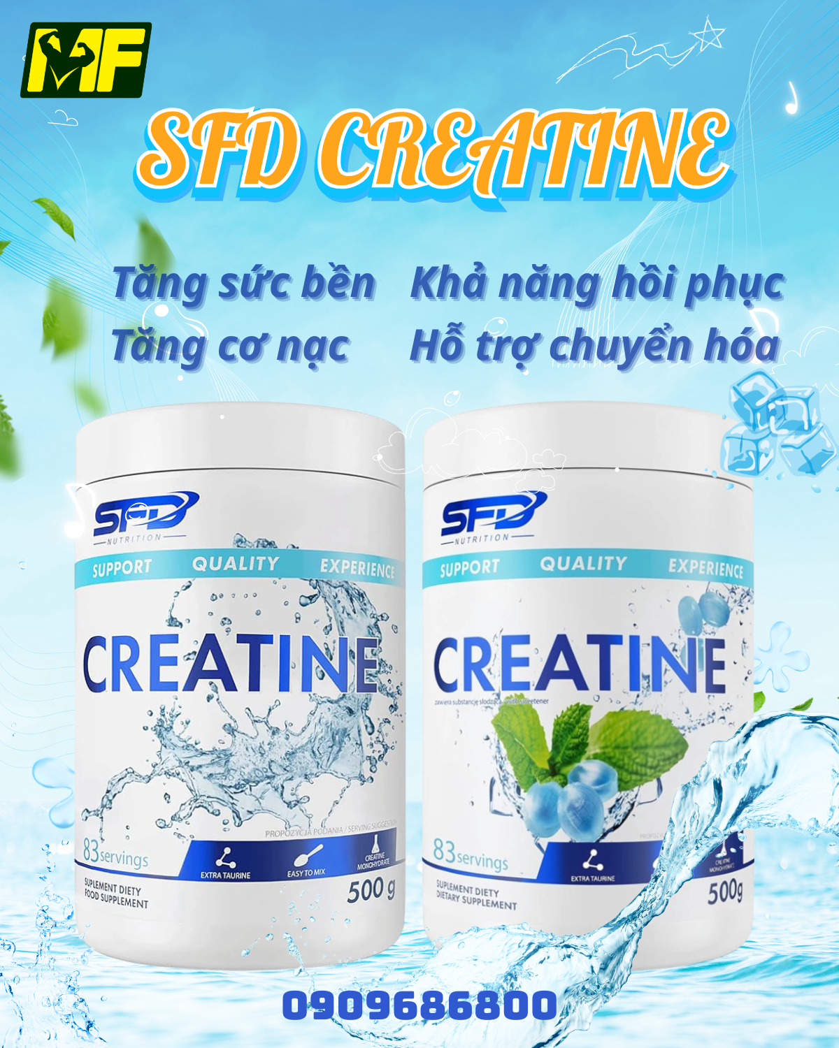 SFD Creatine MonoHydrate 500G 83 liều dùng 