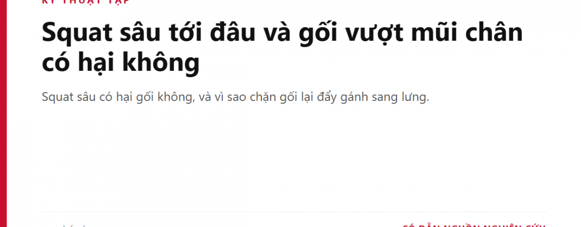 Squat sâu tới đâu và gối vượt mũi chân có hại không