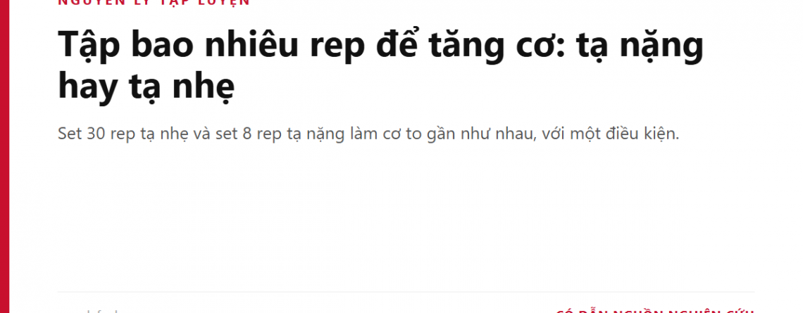 Tập bao nhiêu rep để tăng cơ: tạ nặng hay tạ nhẹ