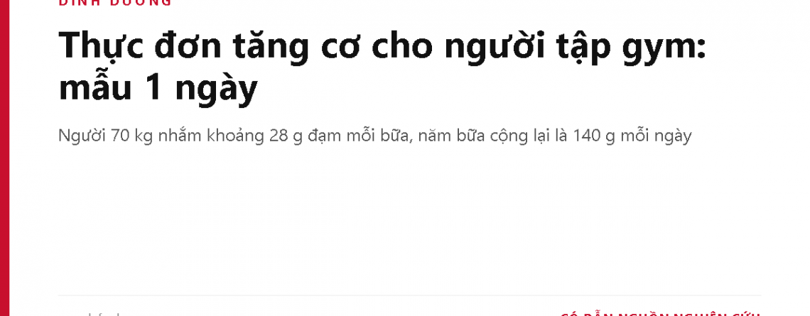 Thực đơn tăng cơ cho người tập gym: mẫu 1 ngày