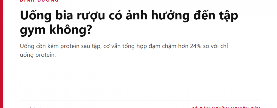 Uống bia rượu có ảnh hưởng đến tập gym không?