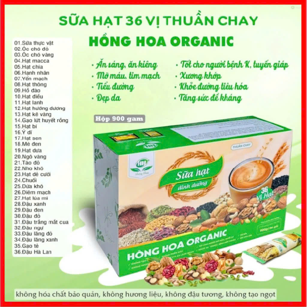 Hồng Hoa Organic – Sữa Hạt 36 Vị Thuần Chay